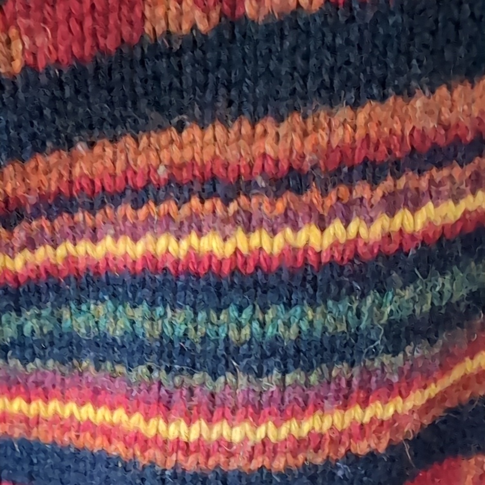 VGT 90s Bean Pole Woman's Multi-colored Striped Hooded Zippered Sweater. - Picture 7 of 12